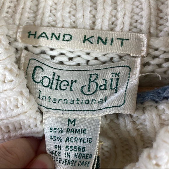 Vintage 80s Knit Sweater Grandma Cottagecore Medium hand knit Floral colterbay - Picture 12 of 12